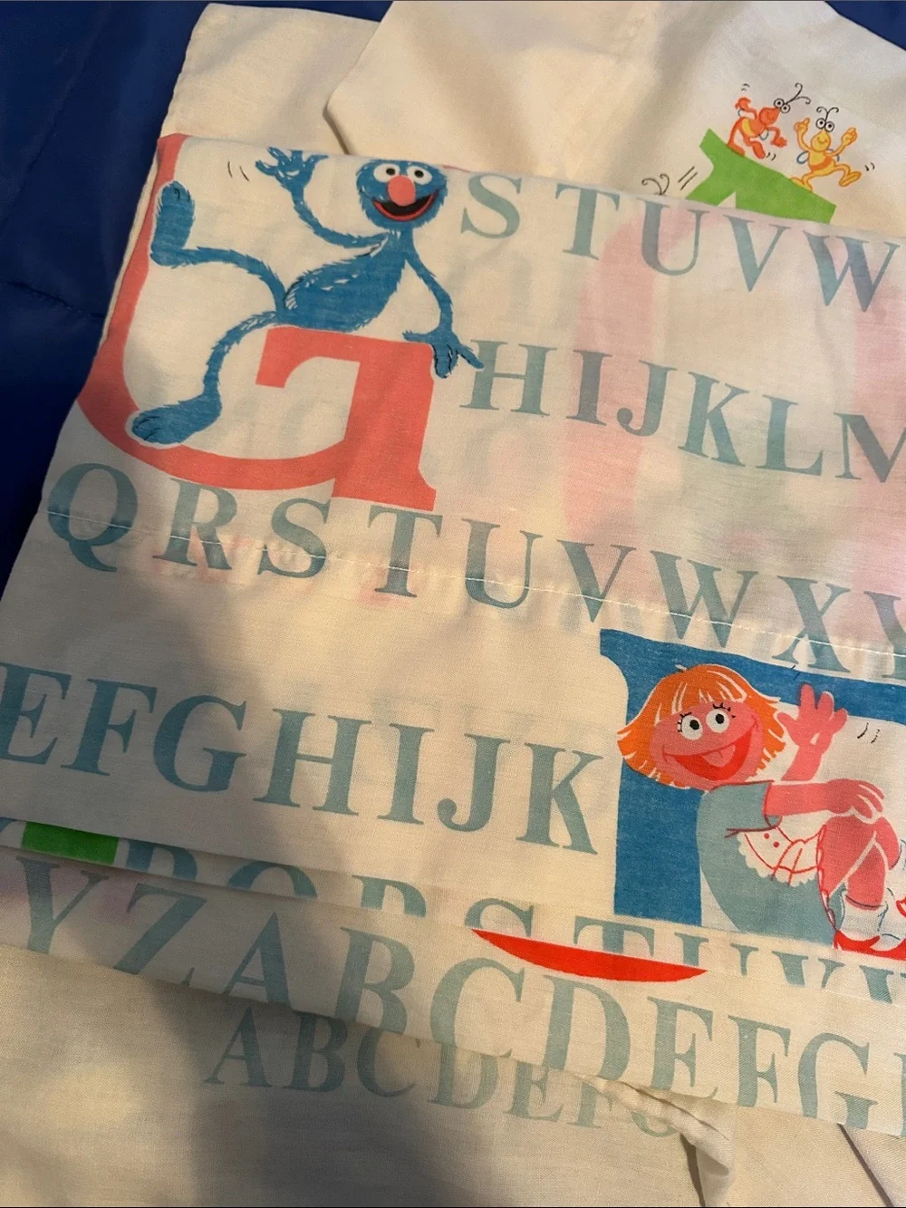 Vintage Sesame Street pillow case and flat twin size sheet